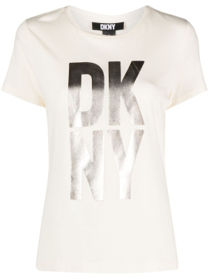 

Metallic-finish logo-print jersey T-shirt, DKNY Metallic-finish logo-print jersey T-shirt