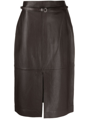 

Belted leather high-waisted skirt, Yves Salomon Belted leather high-waisted skirt