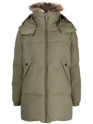 

Hooded zip-up quilted down coat, Yves Salomon Hooded zip-up quilted down coat