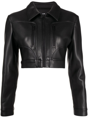 

Panel-detail cropped leather jacket, Trussardi Panel-detail cropped leather jacket