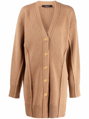 

Open-knit trim Medusa-button cardigan, Versace Open-knit trim Medusa-button cardigan