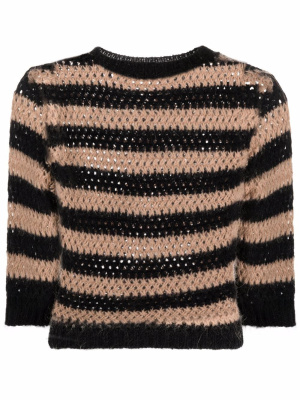

Horizontal-stripe short-sleeve top, RED Valentino Horizontal-stripe short-sleeve top