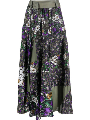 

Floral-print layered midi skirt, Sacai Floral-print layered midi skirt