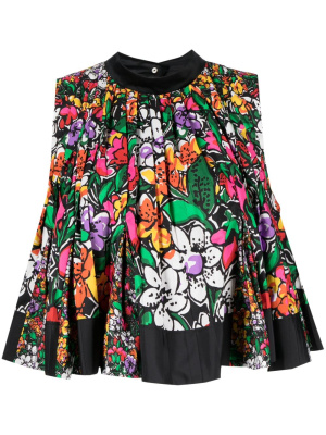 

Pleated floral-print blouse, Sacai Pleated floral-print blouse