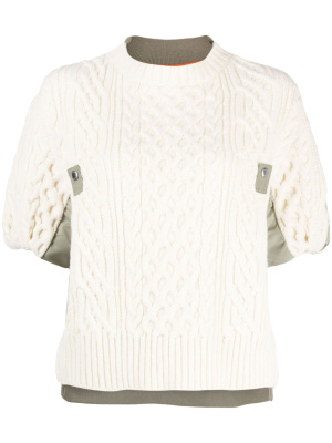 

Short-sleeved panelled knitted top, Sacai Short-sleeved panelled knitted top