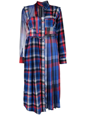 

Check-print shirt midi-dress, Sacai Check-print shirt midi-dress