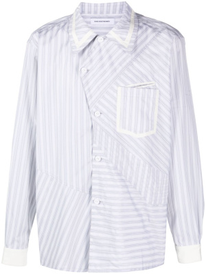 

Asymmetric-fastening striped cotton shirt, Kiko Kostadinov Asymmetric-fastening striped cotton shirt