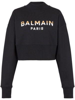 

Logo-print cropped sweatshirt, Balmain Logo-print cropped sweatshirt