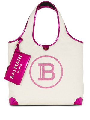 

Logo-print metallic-effect shoulder bag, Balmain Logo-print metallic-effect shoulder bag
