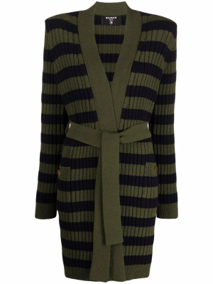 

Tie-fastening striped cardigan, Balmain Tie-fastening striped cardigan