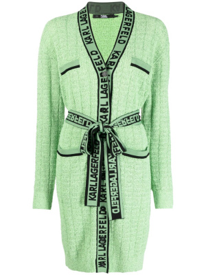 

Logo-edge bouclé cardigan, Karl Lagerfeld Logo-edge bouclé cardigan