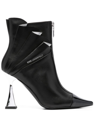 

100mm pleated leather ankle boots, Karl Lagerfeld 100mm pleated leather ankle boots