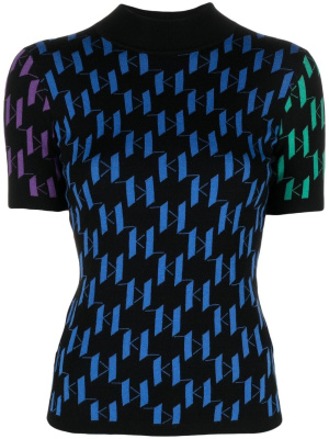

Monogram panelled knitted top, Karl Lagerfeld Monogram panelled knitted top
