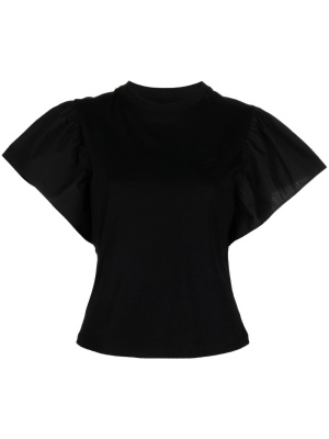 

Ruffle-sleeve organic cotton T-shirt, Karl Lagerfeld Ruffle-sleeve organic cotton T-shirt