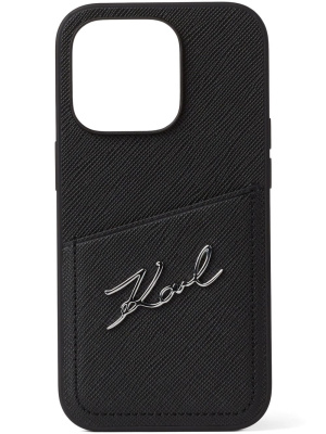 

Signature logo card slot iPhone 13 Pro case, Karl Lagerfeld Signature logo card slot iPhone 13 Pro case