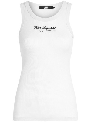 

Karl Signature embroidered cotton tank top, Karl Lagerfeld Karl Signature embroidered cotton tank top