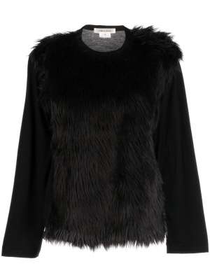 

Fur-detailing long-sleeve T-shirt, Comme Des Garçons Fur-detailing long-sleeve T-shirt