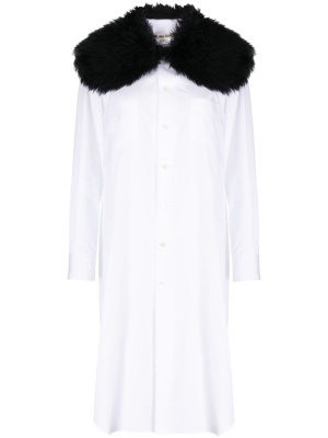 

Fur-collar midi shirtdress, Comme Des Garçons Fur-collar midi shirtdress