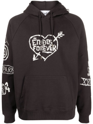 

Graffiti-embroidery organic cotton hoodie, Etudes Graffiti-embroidery organic cotton hoodie