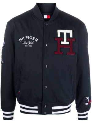 

Embroidered-logo detail bomber jacket, Tommy Hilfiger Embroidered-logo detail bomber jacket