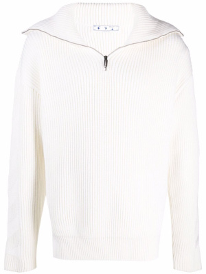 

Zipped rib knitted jumper, Off-White Zipped rib knitted jumper