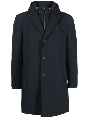 

Single-breasted hooded coat, Corneliani Single-breasted hooded coat