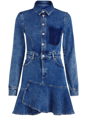 

Ruffled-hem denim dress, Karl Lagerfeld Jeans Ruffled-hem denim dress