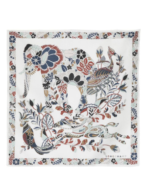 

Floral animal-print silk scarf, Longchamp Floral animal-print silk scarf