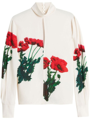 

Slash-front poppies-print blouse, Victoria Beckham Slash-front poppies-print blouse