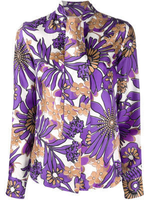 

Retro floral-print tie-neck satin blouse, Victoria Beckham Retro floral-print tie-neck satin blouse