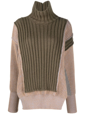 

Contrasting panel-detail chunky-knit jumper, Maison Margiela Contrasting panel-detail chunky-knit jumper