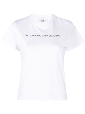 

Logo print round neck T-shirt, Victoria Victoria Beckham Logo print round neck T-shirt