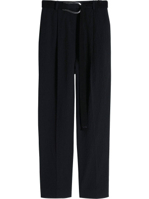 

Pleated seersucker belted trousers, Victoria Victoria Beckham Pleated seersucker belted trousers
