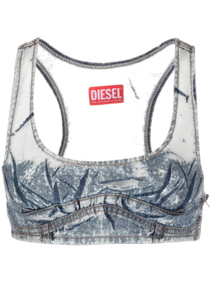 

Denim-patchwork mesh top, Diesel Denim-patchwork mesh top