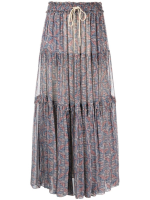 

Printed tiered midi skirt, ISABEL MARANT Printed tiered midi skirt