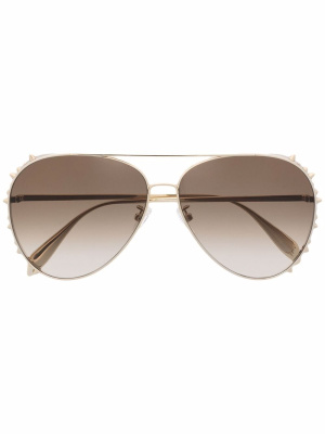 

Spike-stud pilot-frame sunglasses, Alexander McQueen Eyewear Spike-stud pilot-frame sunglasses