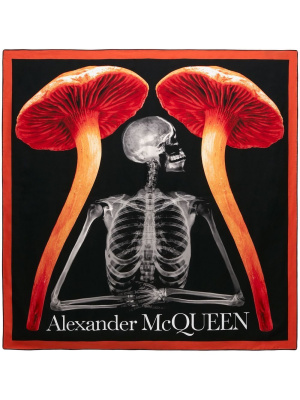 

Skeleton-print logo scarf, Alexander McQueen Skeleton-print logo scarf