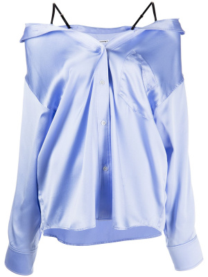

Off-shoulder satin shirt, Alexander Wang Off-shoulder satin shirt