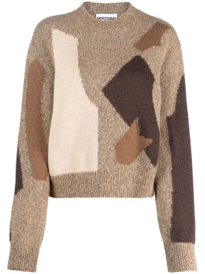 

Intarsia-pattern cotton-blend jumper, Moschino Intarsia-pattern cotton-blend jumper