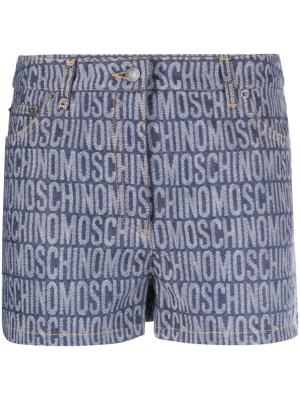 

Monogram-jacquard denim shorts, Moschino Monogram-jacquard denim shorts