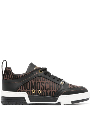 

Jacquard-logo panelled ow-top sneakers, Moschino Jacquard-logo panelled ow-top sneakers