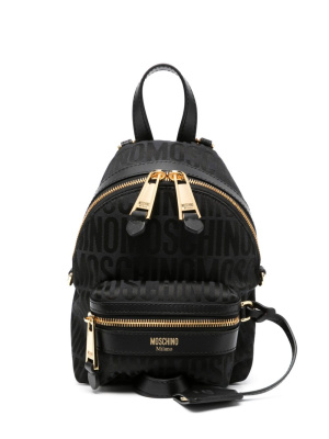 

Logo-jacquard leather backpack, Moschino Logo-jacquard leather backpack