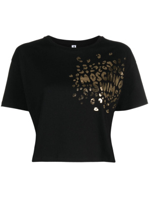 

Leopard-print cropped T-shirt, Moschino Leopard-print cropped T-shirt