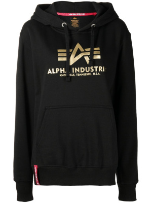 

Logo-print cotton-blend hoodie, Alpha Industries Logo-print cotton-blend hoodie