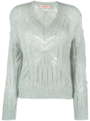 

V-neck open-knit jumper, TWINSET V-neck open-knit jumper