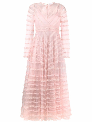 

Point d'esprit-overlay long dress, RED Valentino Point d'esprit-overlay long dress