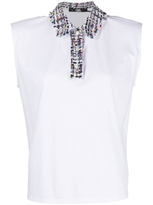 

Boucle polo tank top, Karl Lagerfeld Boucle polo tank top
