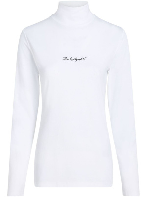 

Logo-embroidered high-neck T-shirt, Karl Lagerfeld Logo-embroidered high-neck T-shirt