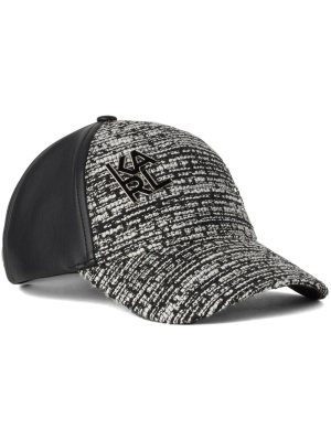 

Logo-plaque tweed-detail baseball cap, Karl Lagerfeld Logo-plaque tweed-detail baseball cap