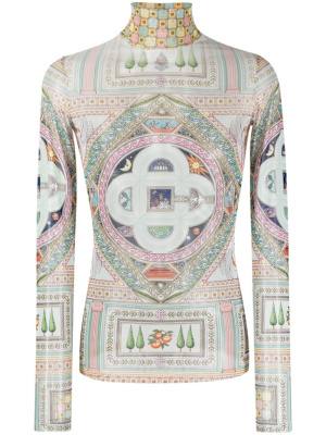 

Le Labyrinthe-print mesh top, Casablanca Le Labyrinthe-print mesh top